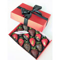 12pcs Black Red & Gold Leaf Chocolate Strawberries Gift Box